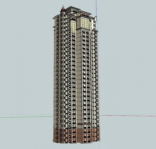 Sketchup住宅模型|超高层住宅,古典风格 Sketchup住宅模型|超高层住宅,古典风格