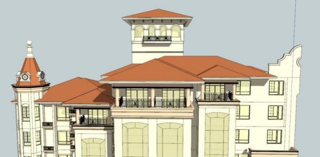 Sketchup住宅模型|超高层住宅,古典风格 Sketchup住宅模型|超高层住宅,古典风格