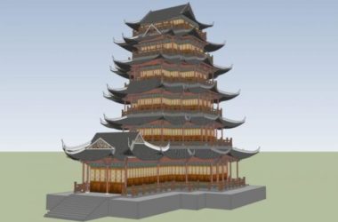 Sketchup古建筑模型|多层寺庙塔楼,古寺古庙,古建筑,中式风格-BIM建筑网
