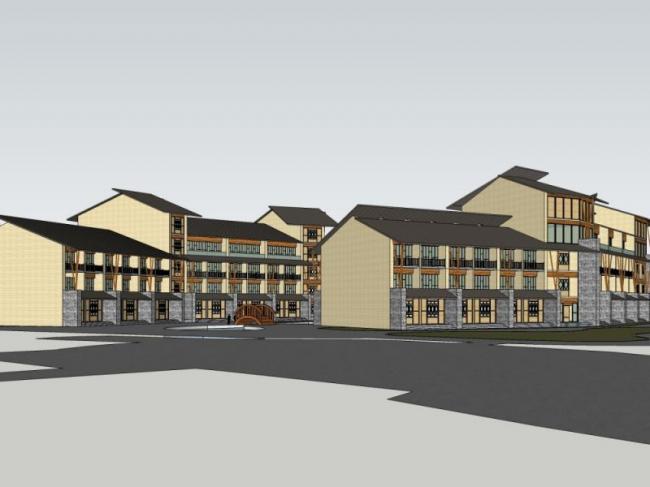 Sketchup商业模型|多层商业建筑,中式风格 Sketchup商业模型|多层商业建筑,中式风格