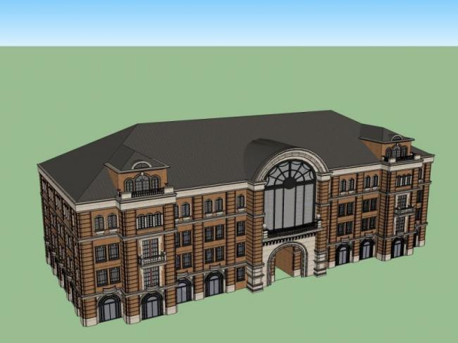Sketchup商业模型|多层会所,古典风格 Sketchup商业模型|多层会所,古典风格