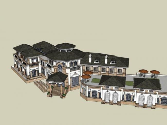 Sketchup商业模型|多层会所,古典风格 Sketchup商业模型|多层会所,古典风格