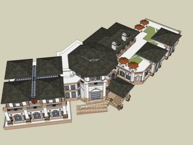 Sketchup商业模型|多层会所,古典风格 Sketchup商业模型|多层会所,古典风格