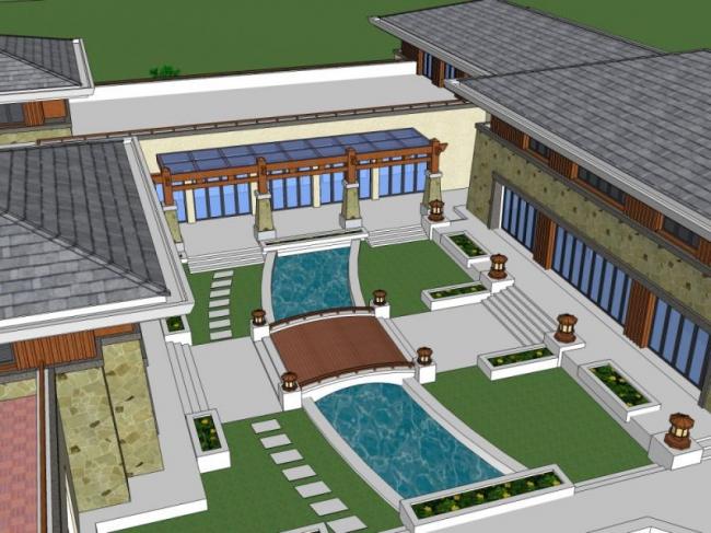 Sketchup商业模型|低层会所,古典风格 Sketchup商业模型|低层会所,古典风格