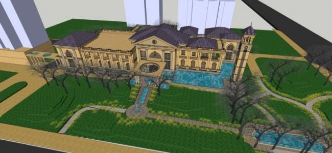 Sketchup商业模型|多层会所,古典风格 Sketchup商业模型|多层会所,古典风格