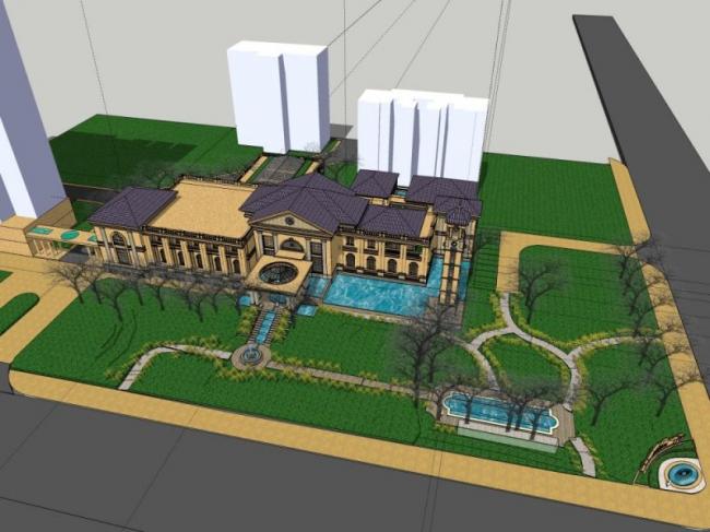 Sketchup商业模型|多层会所,古典风格 Sketchup商业模型|多层会所,古典风格