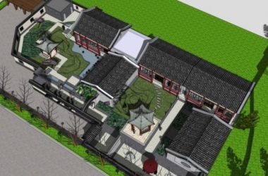 Sketchup古建筑模型|多层古建,中式风格,庭院-BIM建筑网