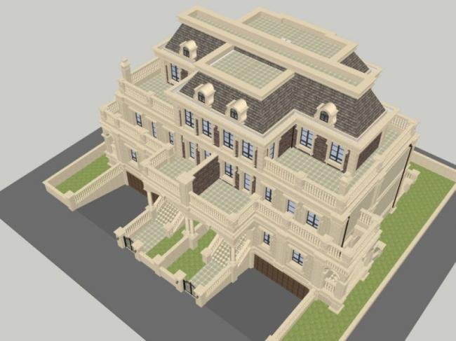 Sketchup商业模型|多层会所,古典风格 Sketchup商业模型|多层会所,古典风格