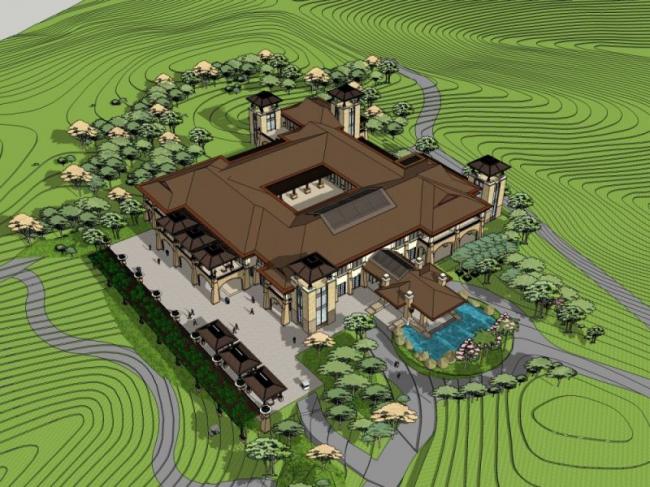 Sketchup商业模型|会所,东南亚风格 Sketchup商业模型|会所,东南亚风格