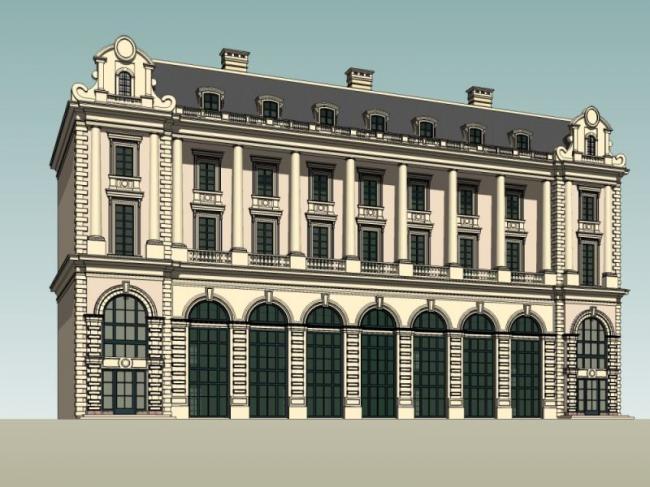 Sketchup商业模型|多层会所,古典风格 Sketchup商业模型|多层会所,古典风格