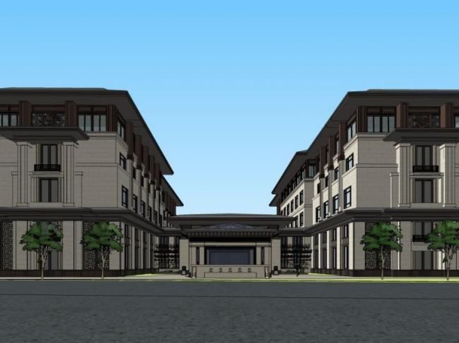 Sketchup酒店模型|多层酒店,中式风格 Sketchup酒店模型|多层酒店,中式风格