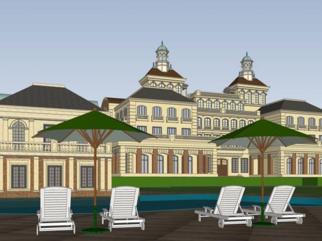Sketchup酒店模型|多层度假酒店,古典风格 Sketchup酒店模型|多层度假酒店,古典风格