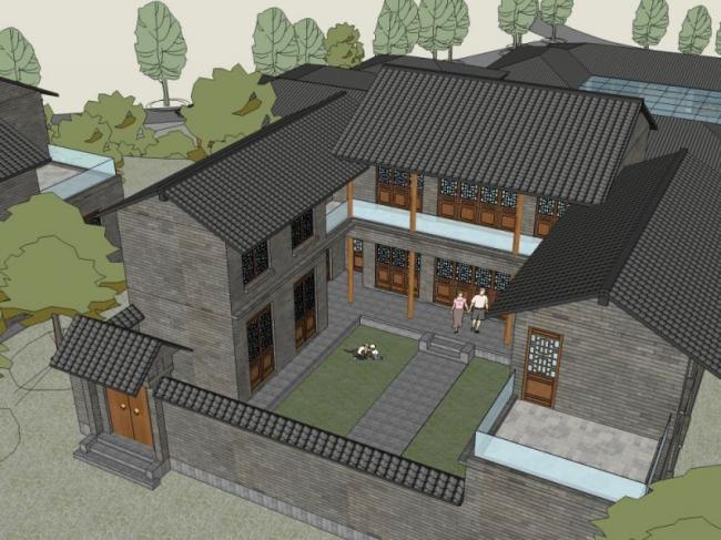 Sketchup酒店模型|度假酒店,中式风格 Sketchup酒店模型|度假酒店,中式风格