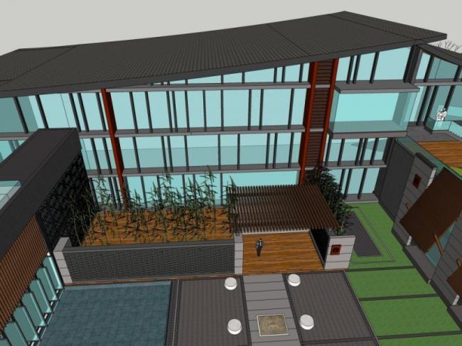 Sketchup酒店模型|多层酒店,中式风格 Sketchup酒店模型|多层酒店,中式风格