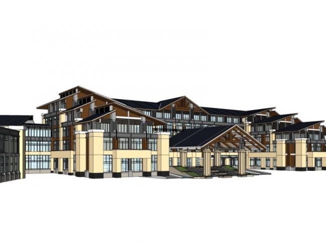 Sketchup酒店模型|多层酒店,中式风格 Sketchup酒店模型|多层酒店,中式风格
