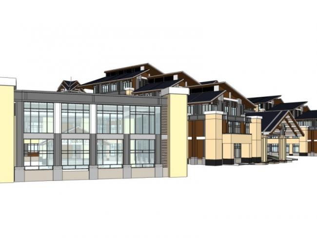 Sketchup酒店模型|多层酒店,中式风格 Sketchup酒店模型|多层酒店,中式风格