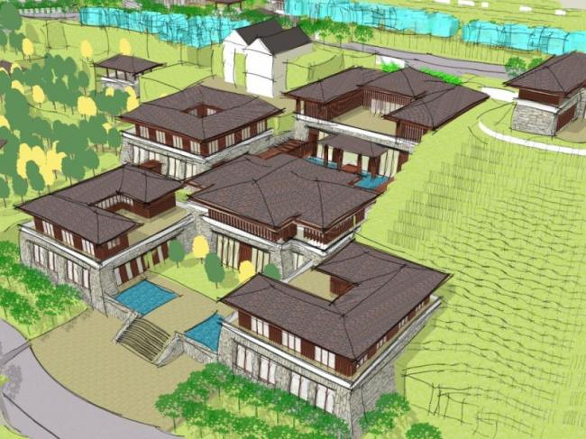 Sketchup酒店模型|多层酒店,中式风格 Sketchup酒店模型|多层酒店,中式风格