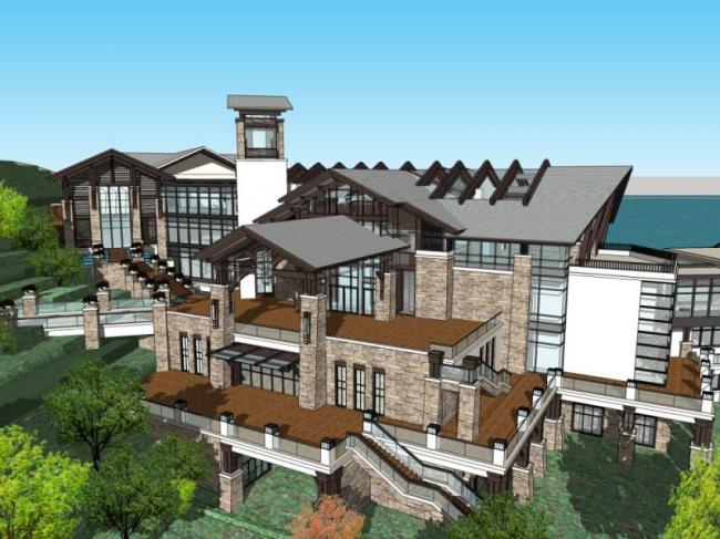 Sketchup酒店模型|多层酒店,中式风格 Sketchup酒店模型|多层酒店,中式风格