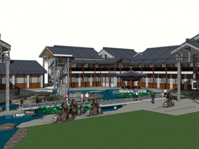 Sketchup酒店模型|多层酒店,中式风格 Sketchup酒店模型|多层酒店,中式风格