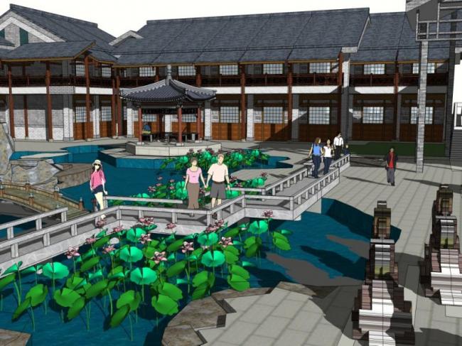 Sketchup酒店模型|多层酒店,中式风格 Sketchup酒店模型|多层酒店,中式风格