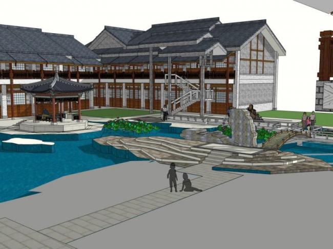 Sketchup酒店模型|多层酒店,中式风格 Sketchup酒店模型|多层酒店,中式风格