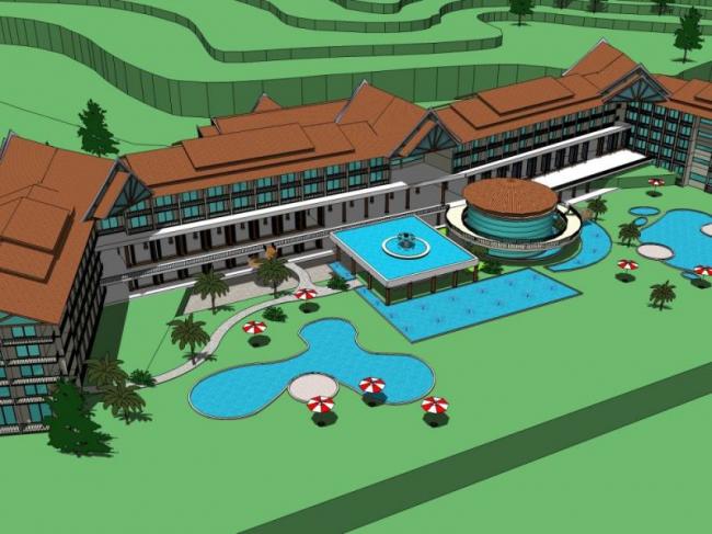Sketchup酒店模型|多层酒店,古典风格 Sketchup酒店模型|多层酒店,古典风格