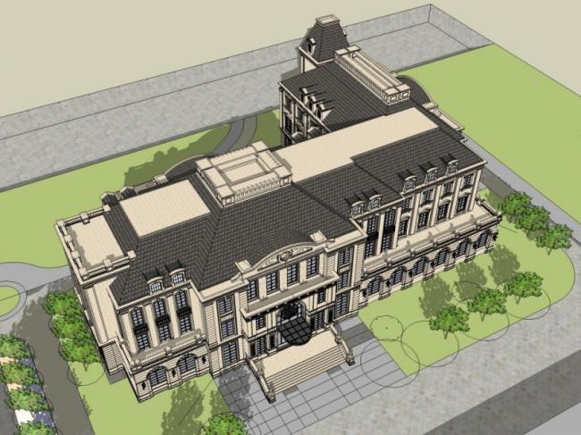 Sketchup商业模型|多层会所,古典风格 Sketchup商业模型|多层会所,古典风格