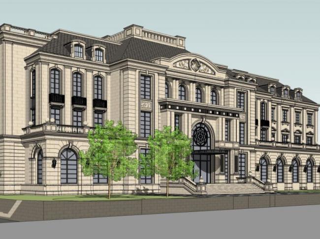 Sketchup商业模型|多层会所,古典风格 Sketchup商业模型|多层会所,古典风格