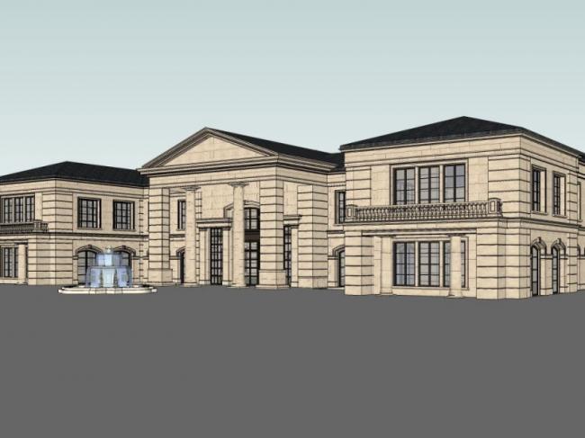 Sketchup商业模型|低层会所,法式风格 Sketchup商业模型|低层会所,法式风格