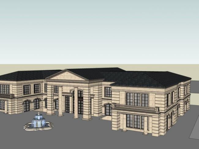 Sketchup商业模型|低层会所,法式风格 Sketchup商业模型|低层会所,法式风格