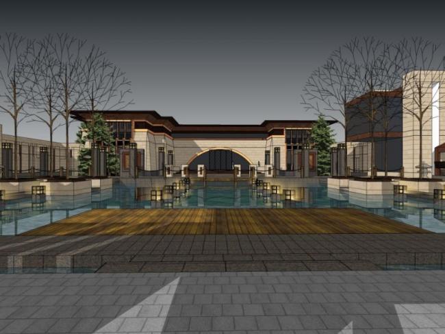 Sketchup商业模型|低层会所,现代风格 Sketchup商业模型|低层会所,现代风格