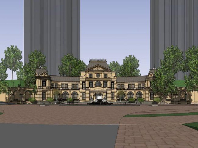 Sketchup商业模型|多层会所,古典风格 Sketchup商业模型|多层会所,古典风格