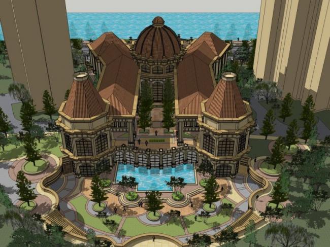 Sketchup商业模型|多层会所,古典风格 Sketchup商业模型|多层会所,古典风格