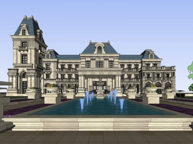 Sketchup商业模型|多层会所,古典风格 Sketchup商业模型|多层会所,古典风格