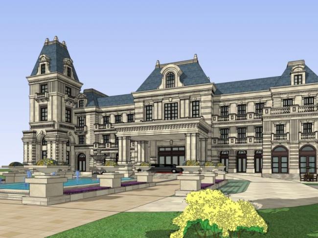 Sketchup商业模型|多层会所,古典风格 Sketchup商业模型|多层会所,古典风格