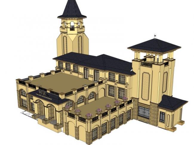 Sketchup商业模型|多层会所,欧式风格 Sketchup商业模型|多层会所,欧式风格