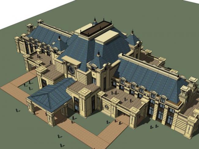 Sketchup商业模型|多层会所,古典风格 Sketchup商业模型|多层会所,古典风格