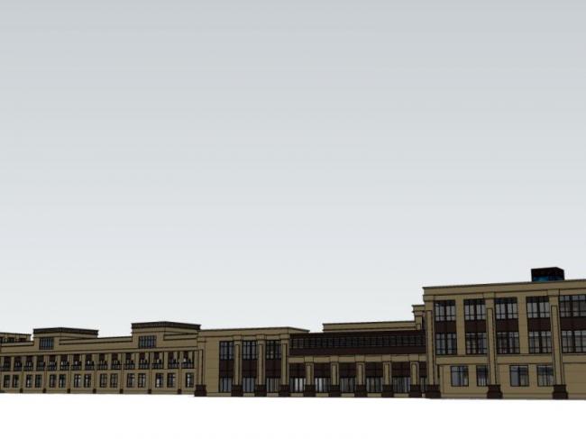 Sketchup商业模型|多层商业街,古典风格 Sketchup商业模型|多层商业街,古典风格