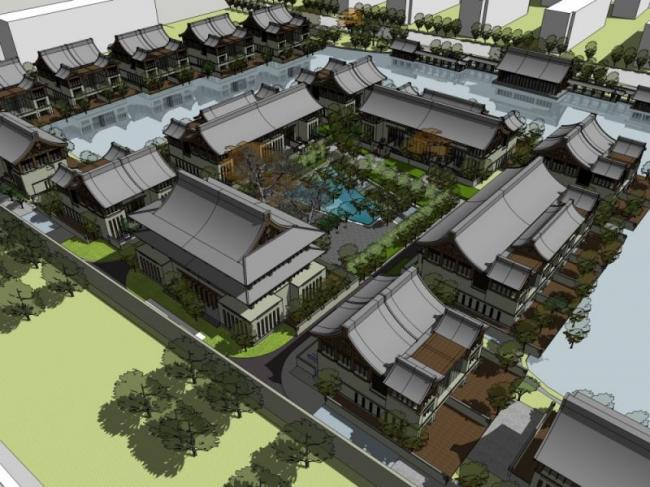 Sketchup商业模型|多层会所,中式风格 Sketchup商业模型|多层会所,中式风格