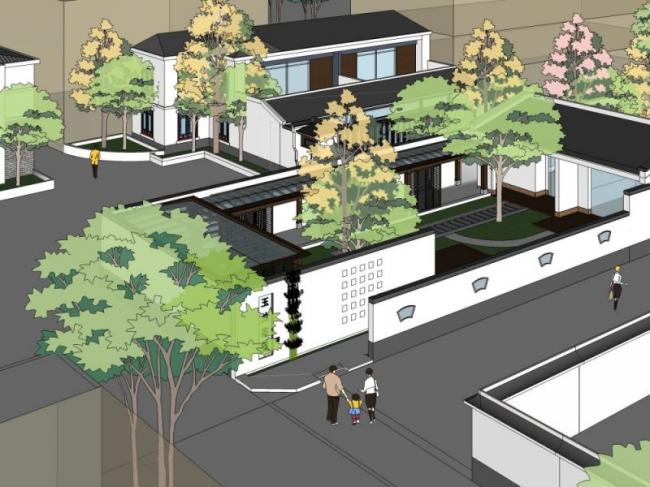 Sketchup商业模型|低层会所,现代中式风格 Sketchup商业模型|低层会所,现代中式风格