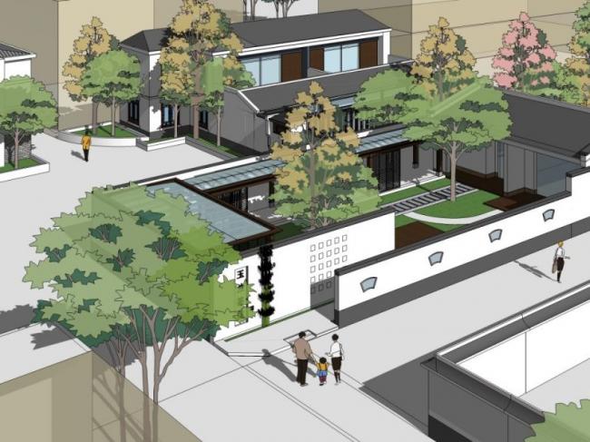 Sketchup商业模型|低层会所,现代中式风格 Sketchup商业模型|低层会所,现代中式风格