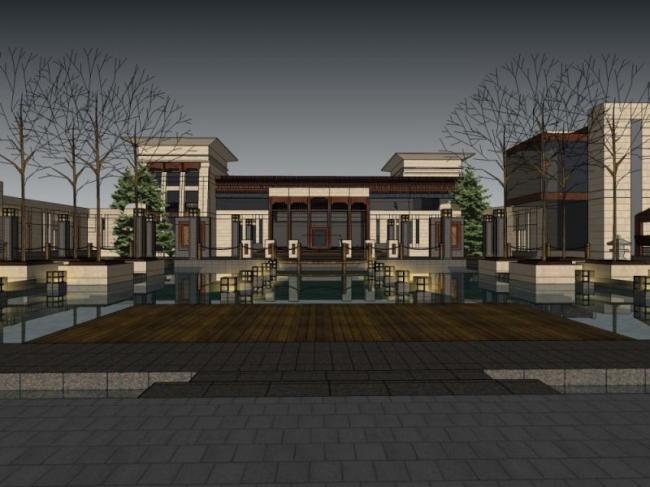 Sketchup商业模型|低层会所,现代风格 Sketchup商业模型|低层会所,现代风格