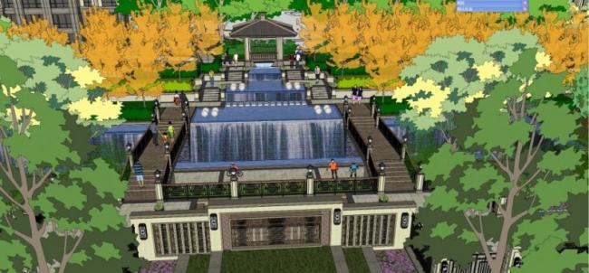 Sketchup景观模型|公馆景观,古典风格 Sketchup景观模型|公馆景观,古典风格