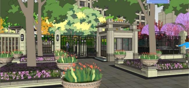 Sketchup景观模型|公馆景观,古典风格 Sketchup景观模型|公馆景观,古典风格