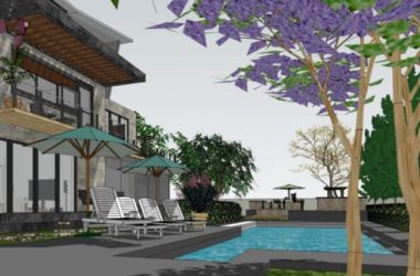 Sketchup景观模型|别墅庭院景观,现代风格-BIM建筑网