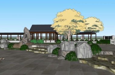 Sketchup景观模型|中式园林,园林景观,中式风格-BIM建筑网