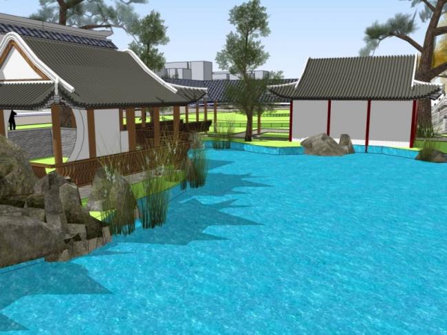 Sketchup景观模型|公园景观,中式风格 Sketchup景观模型|公园景观,中式风格