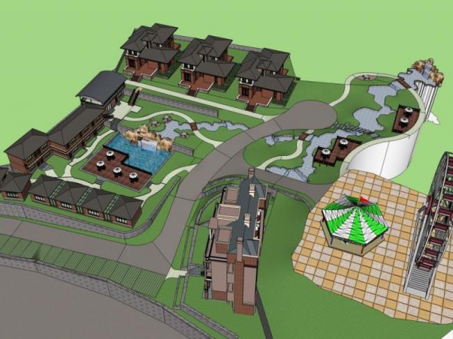 Sketchup景观模型|山庄景观,新中式风格 Sketchup景观模型|山庄景观,新中式风格