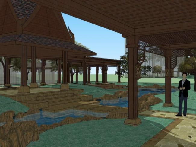 Sketchup景观模型|廊架景观,新中式风格 Sketchup景观模型|廊架景观,新中式风格