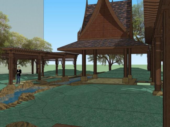 Sketchup景观模型|廊架景观,新中式风格 Sketchup景观模型|廊架景观,新中式风格